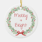 Merry en Bright kerstversiering Keramisch Ornament (Voorkant)