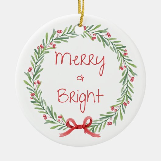 Merry en Bright kerstversiering Keramisch Ornament (Voorkant)