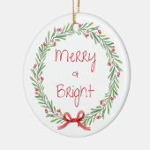 Merry en Bright kerstversiering Keramisch Ornament (Links)