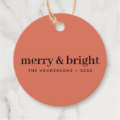 Merry en Bright | Minimale kerstverlichting Bedankjes Labels (Voorkant)