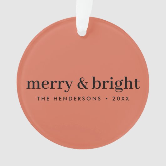 Merry en Bright | Minimale kerstverlichting Ornament (voorkant)
