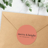 Merry en Bright | Minimale kerstverlichting Ronde Sticker