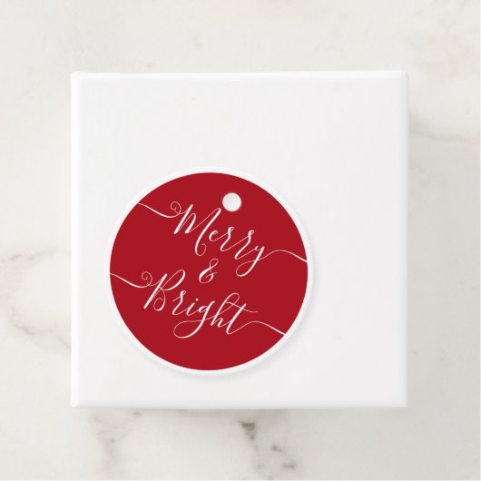 Merry en Bright | Modern Caligraphy Red Kerstmis Bedankjes Labels (In situ)