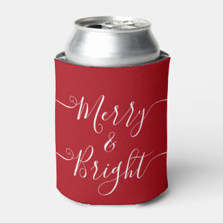 Merry en Bright | Modern Caligraphy Red Kerstmis Blikjeskoeler
