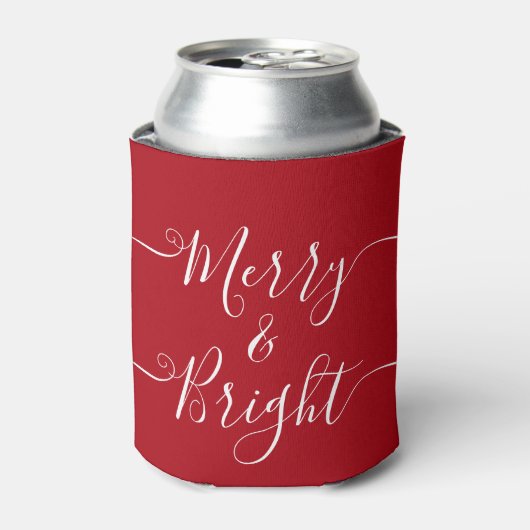 Merry en Bright | Modern Caligraphy Red Kerstmis Blikjeskoeler (Blikje Voorkant)