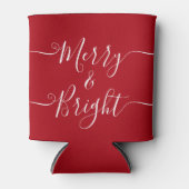 Merry en Bright | Modern Caligraphy Red Kerstmis Blikjeskoeler (Voorkant)