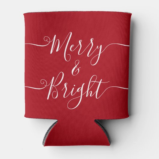 Merry en Bright | Modern Caligraphy Red Kerstmis Blikjeskoeler (Voorkant)