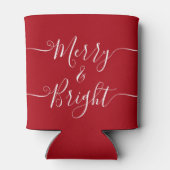 Merry en Bright | Modern Caligraphy Red Kerstmis Blikjeskoeler (Achterkant)