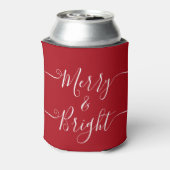 Merry en Bright | Modern Caligraphy Red Kerstmis Blikjeskoeler (Blikje Achterkant)