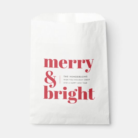 Merry en Bright | Modern kerstrood Bedankzakje (Voorkant)