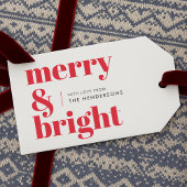 Merry en Bright | Modern kerstrood Cadeaulabel