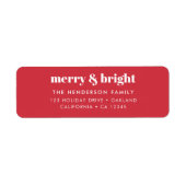 Merry en Bright | Modern kerstrood Etiket (Voorkant)