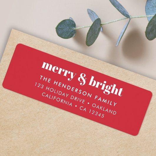 Merry en Bright | Modern kerstrood Etiket