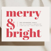 Merry en Bright | Modern kerstrood Feestdagenkaart