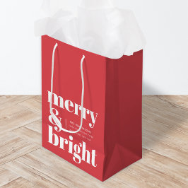 Merry en Bright | Modern kerstrood Medium Cadeauzakje
