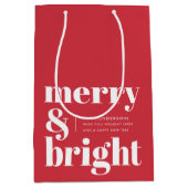 Merry en Bright | Modern kerstrood Medium Cadeauzakje (Voorkant)