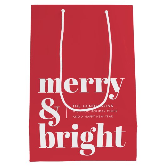 Merry en Bright | Modern kerstrood Medium Cadeauzakje (Achterkant)