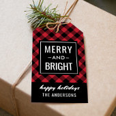 Merry en Bright Modern Red Buffalo Pset Cadeaulabel