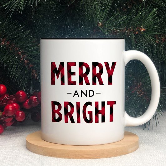Merry en Bright Modern Red Buffalo Pset Tweekleurige Koffiemok