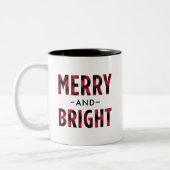 Merry en Bright Modern Red Buffalo Pset Tweekleurige Koffiemok (Links)
