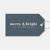 Merry en Bright | Modern Xmas Dusky Smoke Blue Cadeaulabel (Voorkant (Horizontaal))