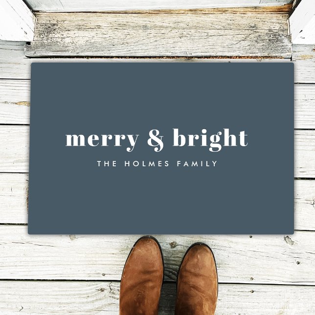 Merry en Bright | Modern Xmas Dusky Smoke Blue Deurmat (Creator heeft geüpload)