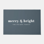 Merry en Bright | Modern Xmas Dusky Smoke Blue Deurmat (Voorkant)