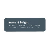 Merry en Bright | Modern Xmas Dusky Smoke Blue Etiket (Voorkant)