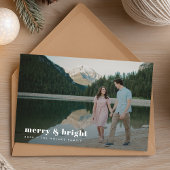 Merry en Bright | Moderne kerstfeestfoto Feestdagenkaart