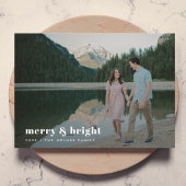 Merry en Bright | Moderne kerstfeestfoto Feestdagenkaart