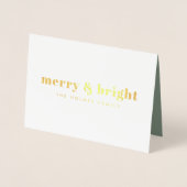 Merry en Bright | Moderne kerstfeestfoto Folie Kaarten (Voorkant)