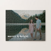 Merry en Bright | Moderne kerstfeestfoto Legpuzzel (Horizontaal)