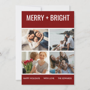 Merry en Bright Moderne kerstfoto van Trendy Feestdagenkaart