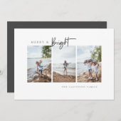 Merry en Bright Moderne Minimale Foto Feestdagenkaart (Voorkant / Achterkant)