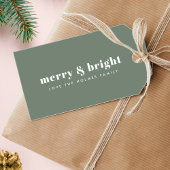 Merry en Bright | Moderne minimale kerstgroen Cadeaulabel