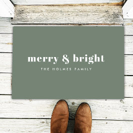 Merry en Bright | Moderne minimale kerstgroen Deurmat