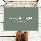 Merry en Bright | Moderne minimale kerstgroen Deurmat
