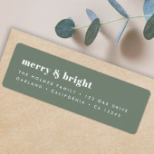 Merry en Bright | Moderne minimale kerstgroen Etiket