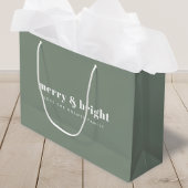 Merry en Bright | Moderne minimale kerstgroen Groot Cadeauzakje