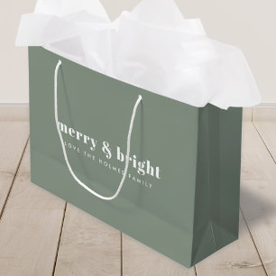 Merry en Bright Moderne minimale kerstgroen Groot Cadeauzakje