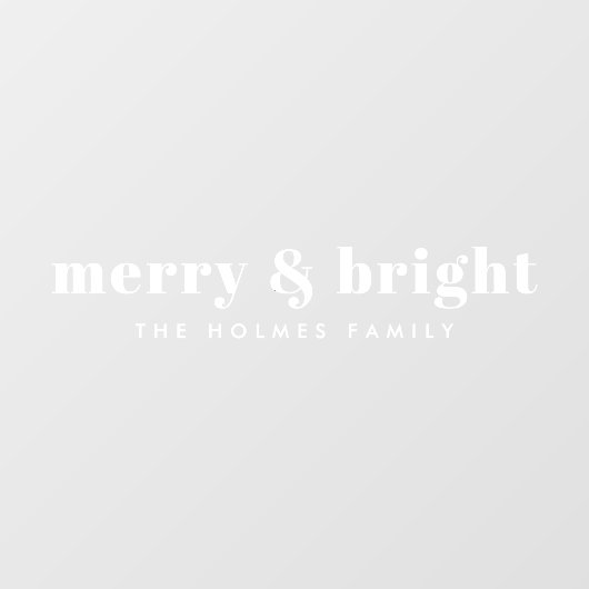 Merry en Bright | Moderne minimale kerstmis Raamsticker (Vel)