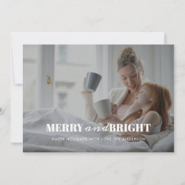 Merry en Bright | Moderne stijlvolle kerstfoto Feestdagenkaart