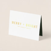 Merry en Bright | Moderne stijlvolle kerstfoto Folie Kaarten (Voorkant)