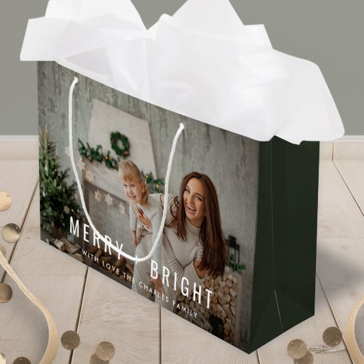 Merry en Bright | Moderne stijlvolle kerstfoto Groot Cadeauzakje