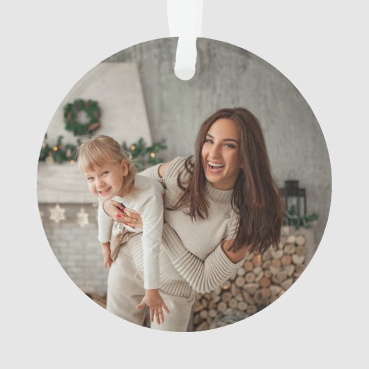 Merry en Bright | Moderne stijlvolle kerstfoto Ornament (achterkant)