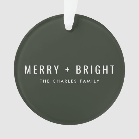 Merry en Bright | Moderne stijlvolle kerstfoto Ornament (voorkant)