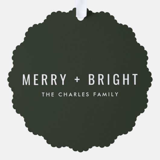 Merry en Bright | Moderne stijlvolle kerstfoto Ornament Kaart (Achterkant)