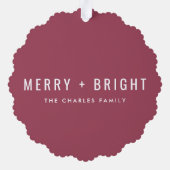 Merry en Bright | Moderne stijlvolle kerstfoto Ornament Kaart (Achterkant)