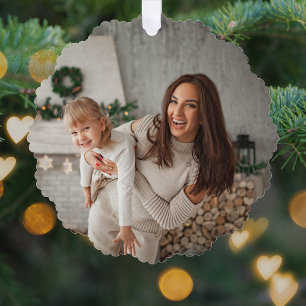 Merry en Bright Moderne stijlvolle kerstfoto Ornament Kaart
