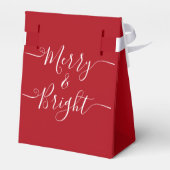 Merry en Bright | Moderne Typografie Red Kerstmis Bedankdoosjes (Achterkant)